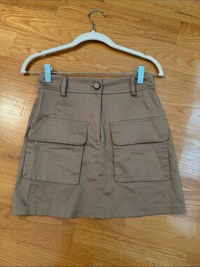 Please tan cotton mini skirt
